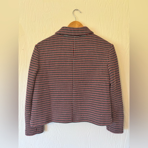 Classiques Entier 70’s Inspired Red Black Knit Woven Collared Blazer Jacket - Picture 11 of 12